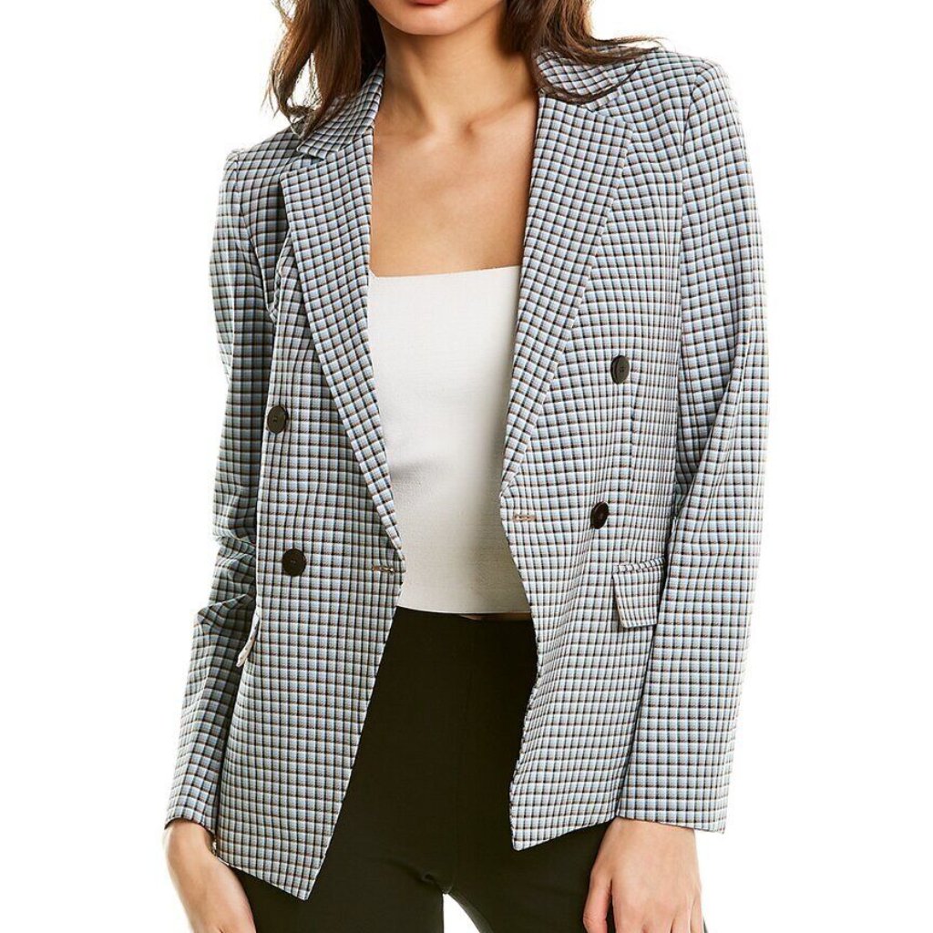 Theory Double-Breasted Angled Linen-Blend Blazer